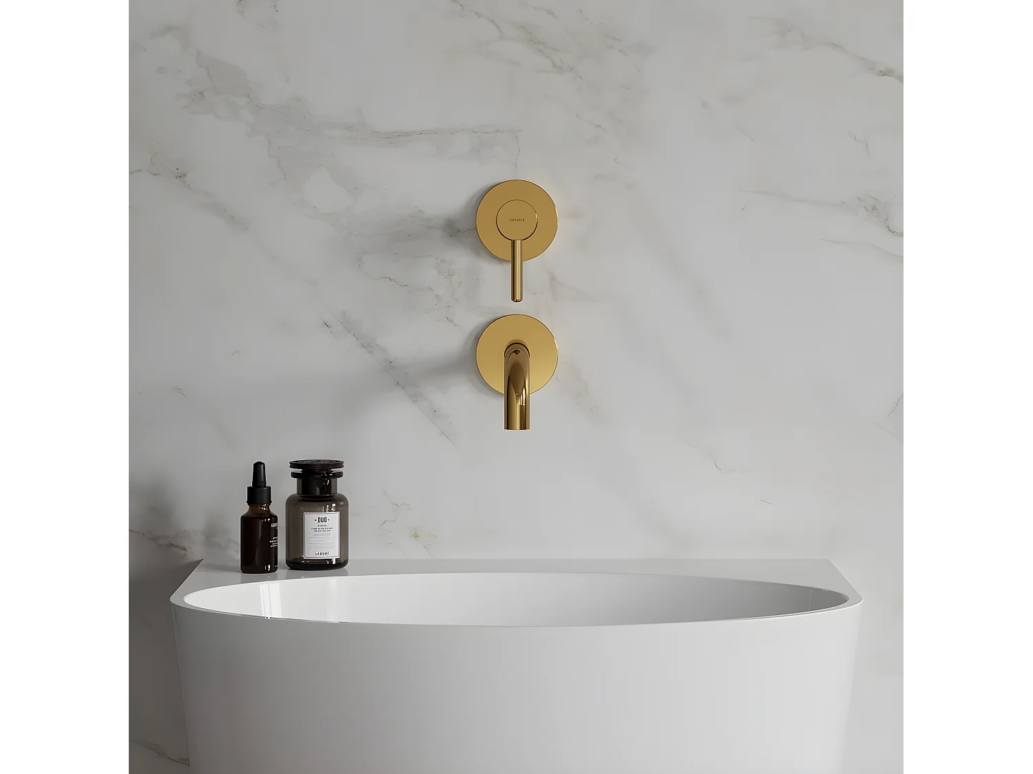 Mitigeur Lavabo À Encastrer Y Doré