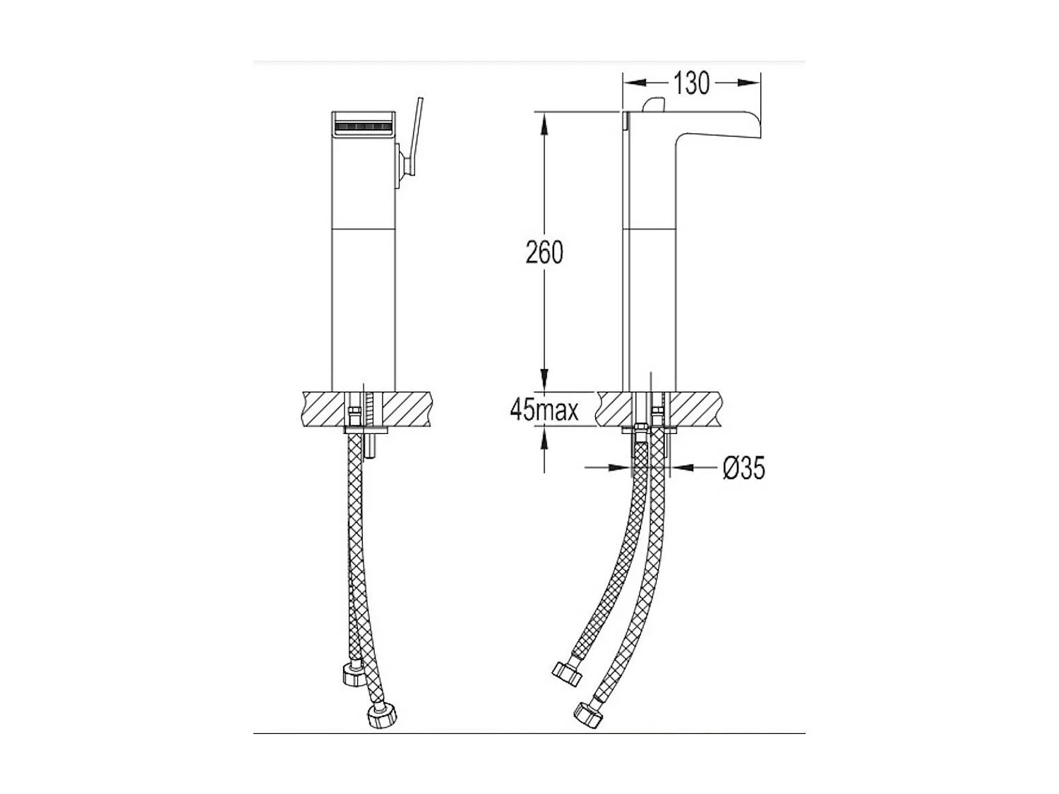 Mitigeur Lavabo Haut Cascade, 26 Cm coloris : Chrome