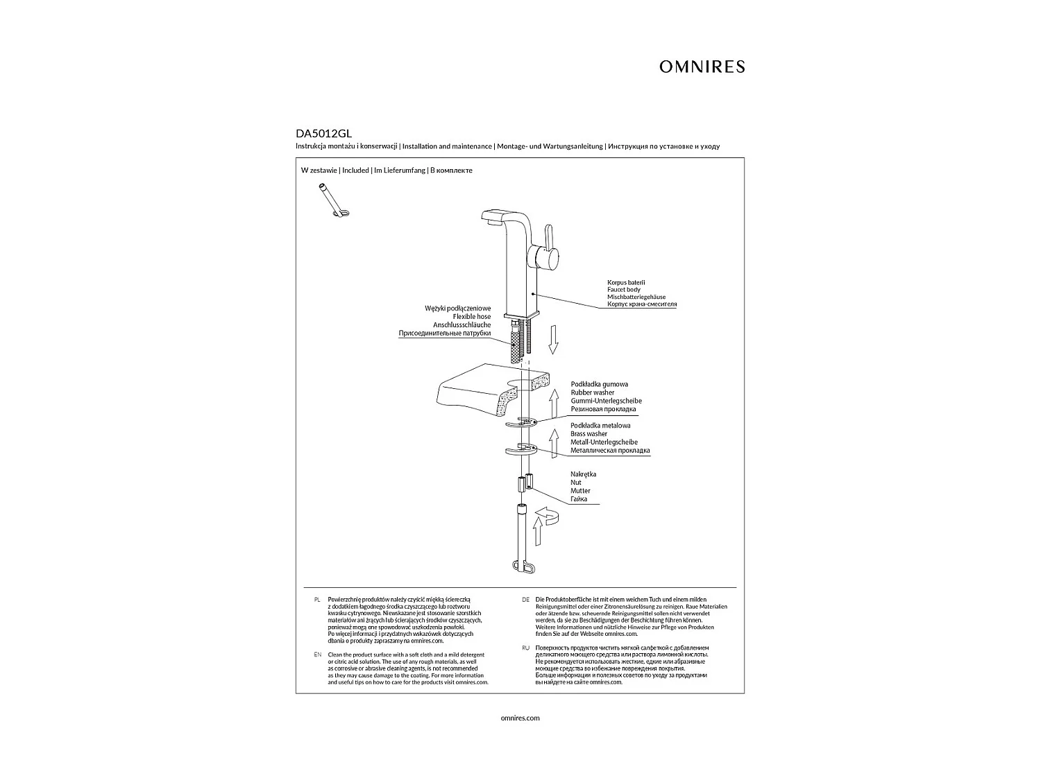Mitigeur de lavabo - 24 cm - DARLING - Doré