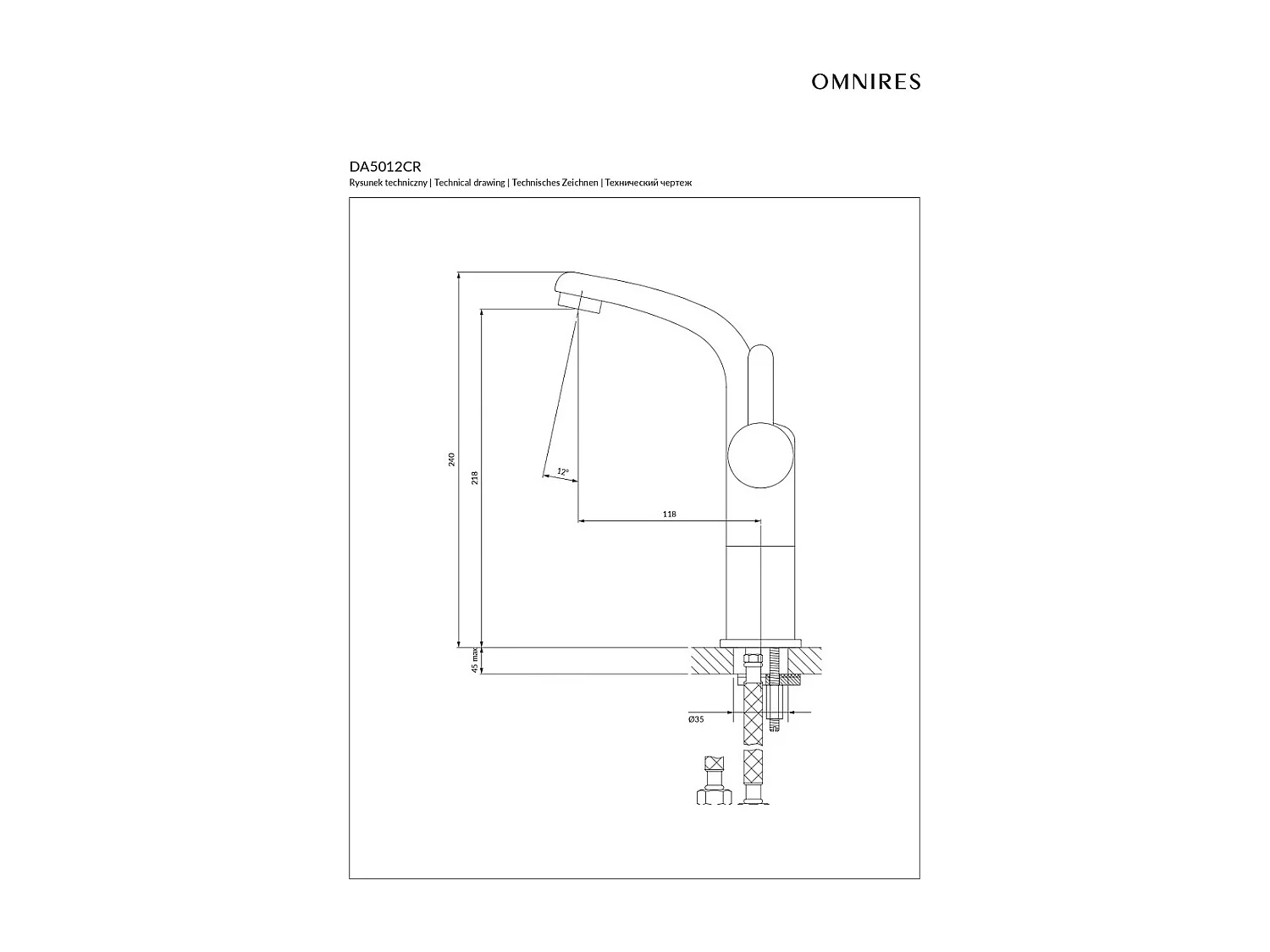 Mitigeur de lavabo - 24 cm - DARLING - Doré