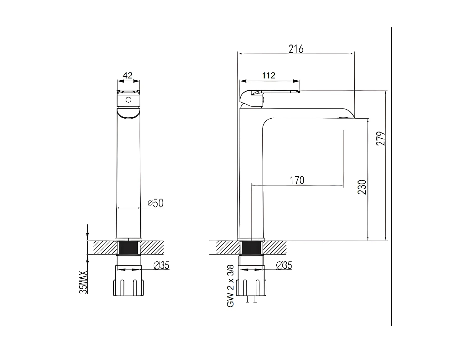 Mitigeur Lavabo Haut Sacramento, 28 Cm coloris : Chrome/blanc