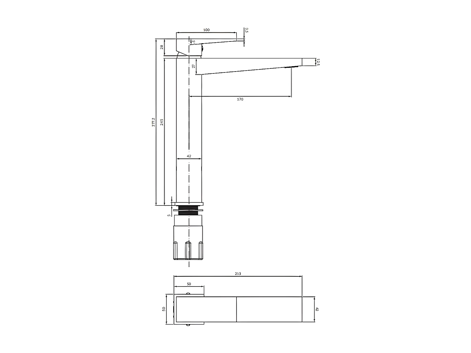 Mitigeur Lavabo Haut Fresh, 27cm (25mm Tête) couleur: Chrome