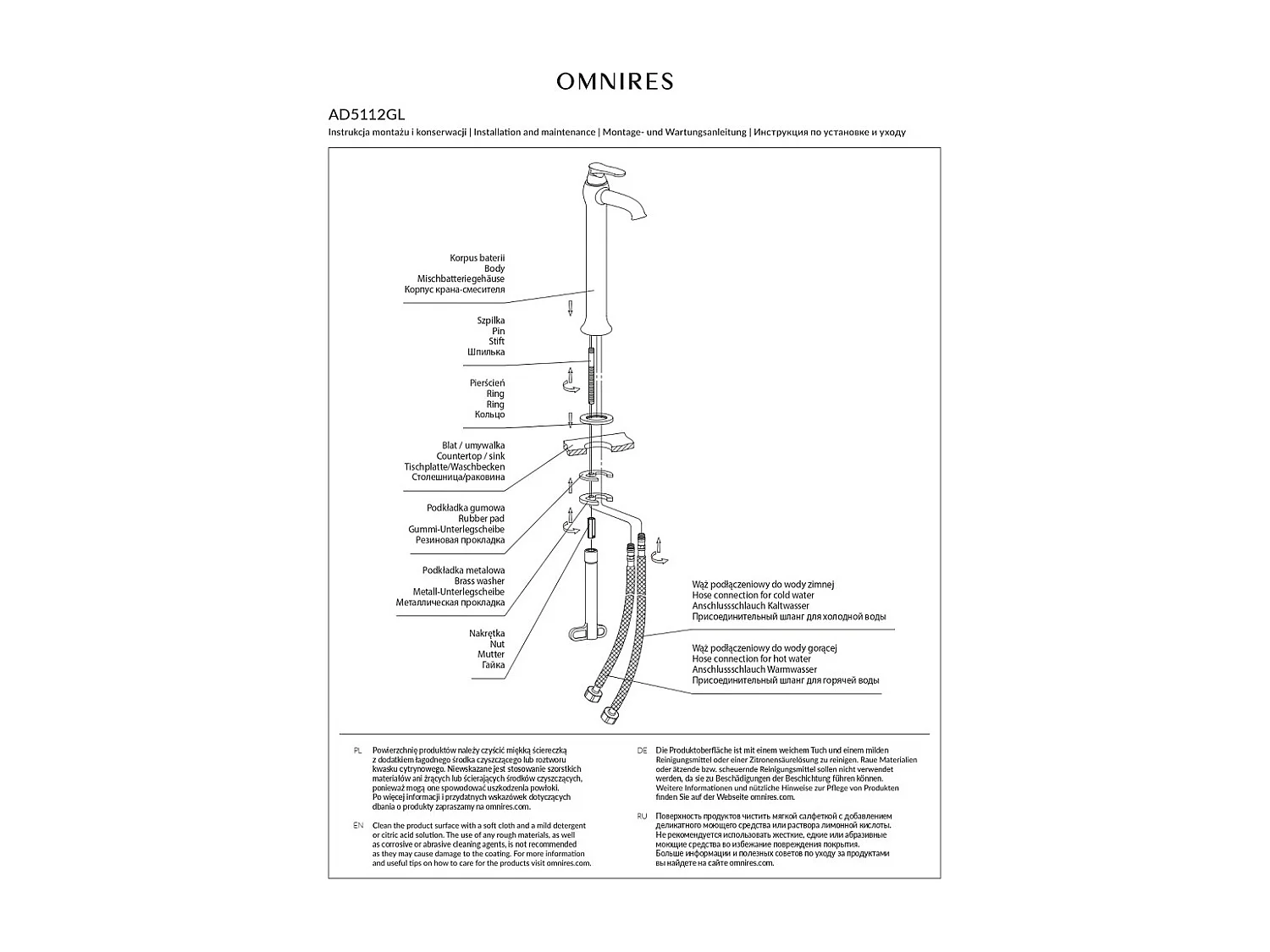 Mitigeur de lavabo rétro - 32 cm - ART DECO  - Cuivre antique