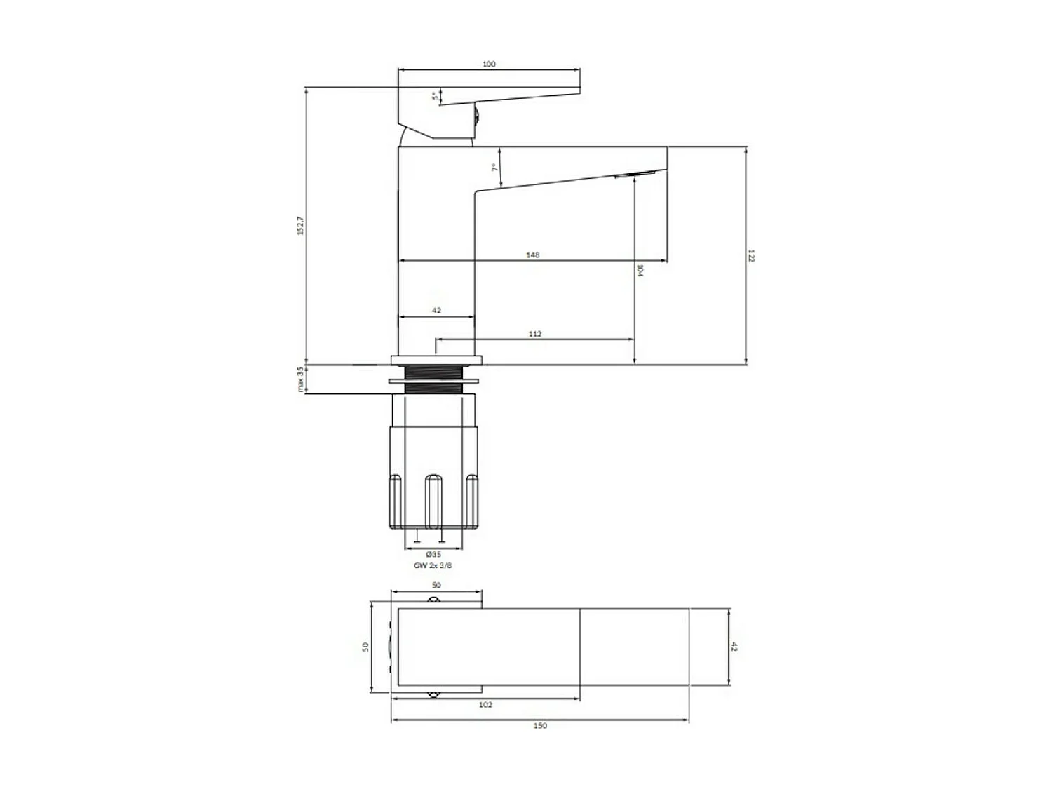 Mitigeur Lavabo Bas Fresh, 15 Cm, couleur : Chrome