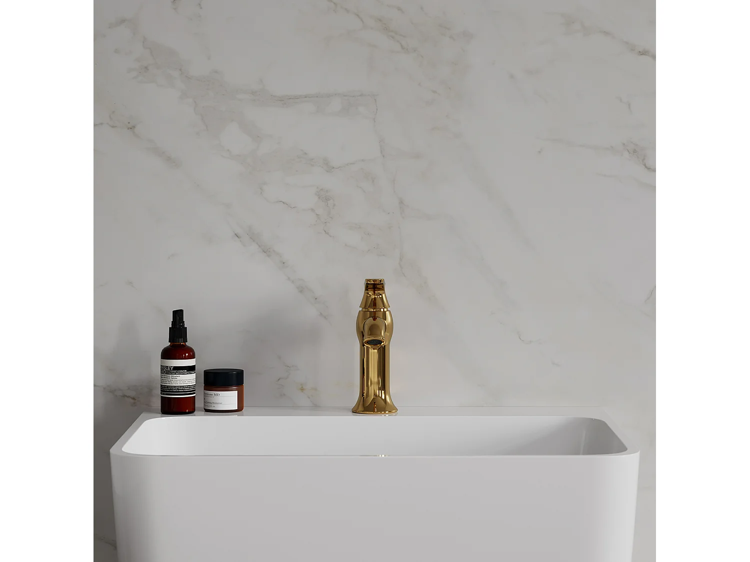 Mitigeur Lavabo Bas Art Deco, 16 Cm, Avec Bouchon Clic-clac, couleur : Or