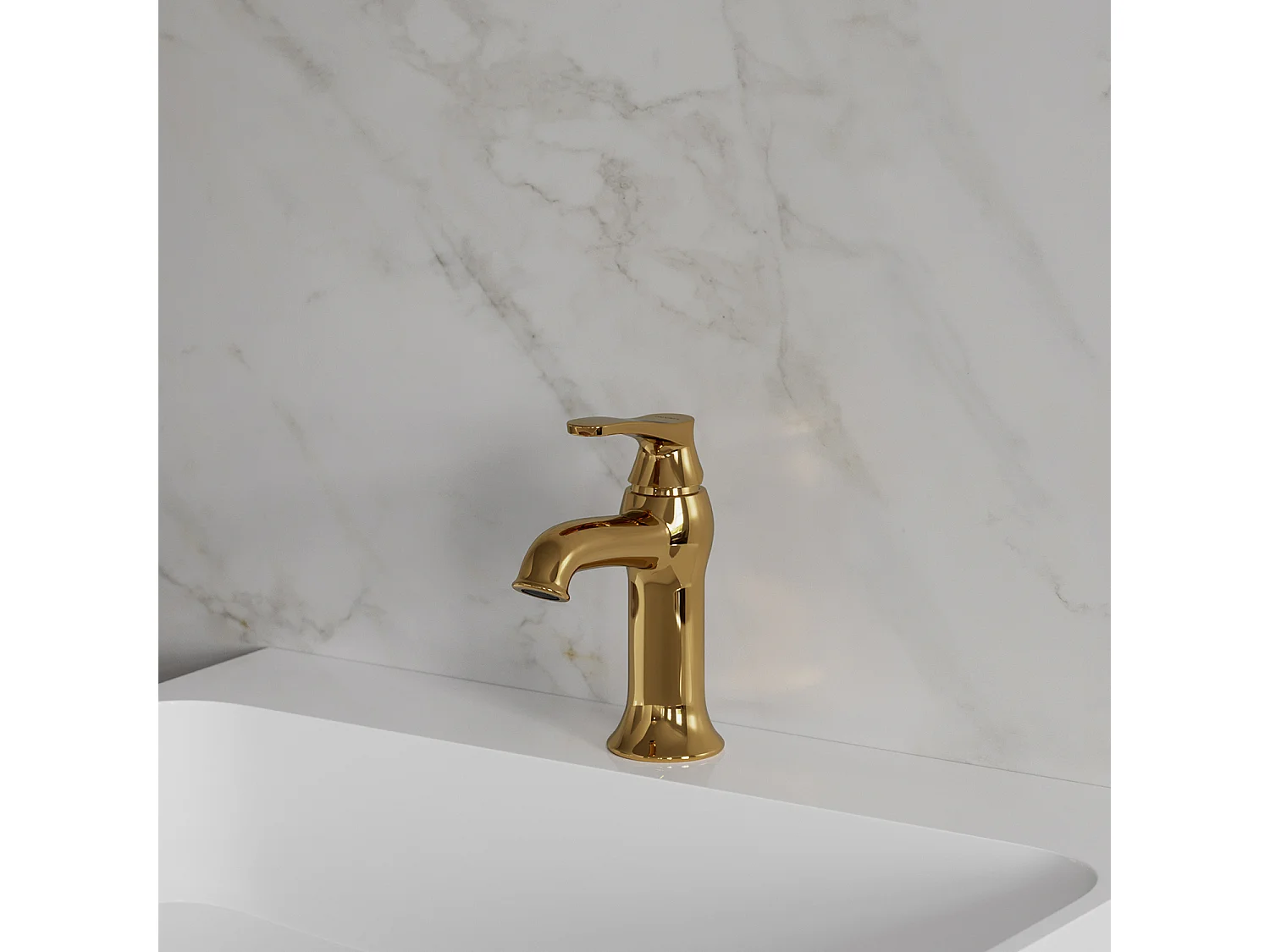 Mitigeur Lavabo Bas Art Deco, 16 Cm, Avec Bouchon Clic-clac, couleur : Or