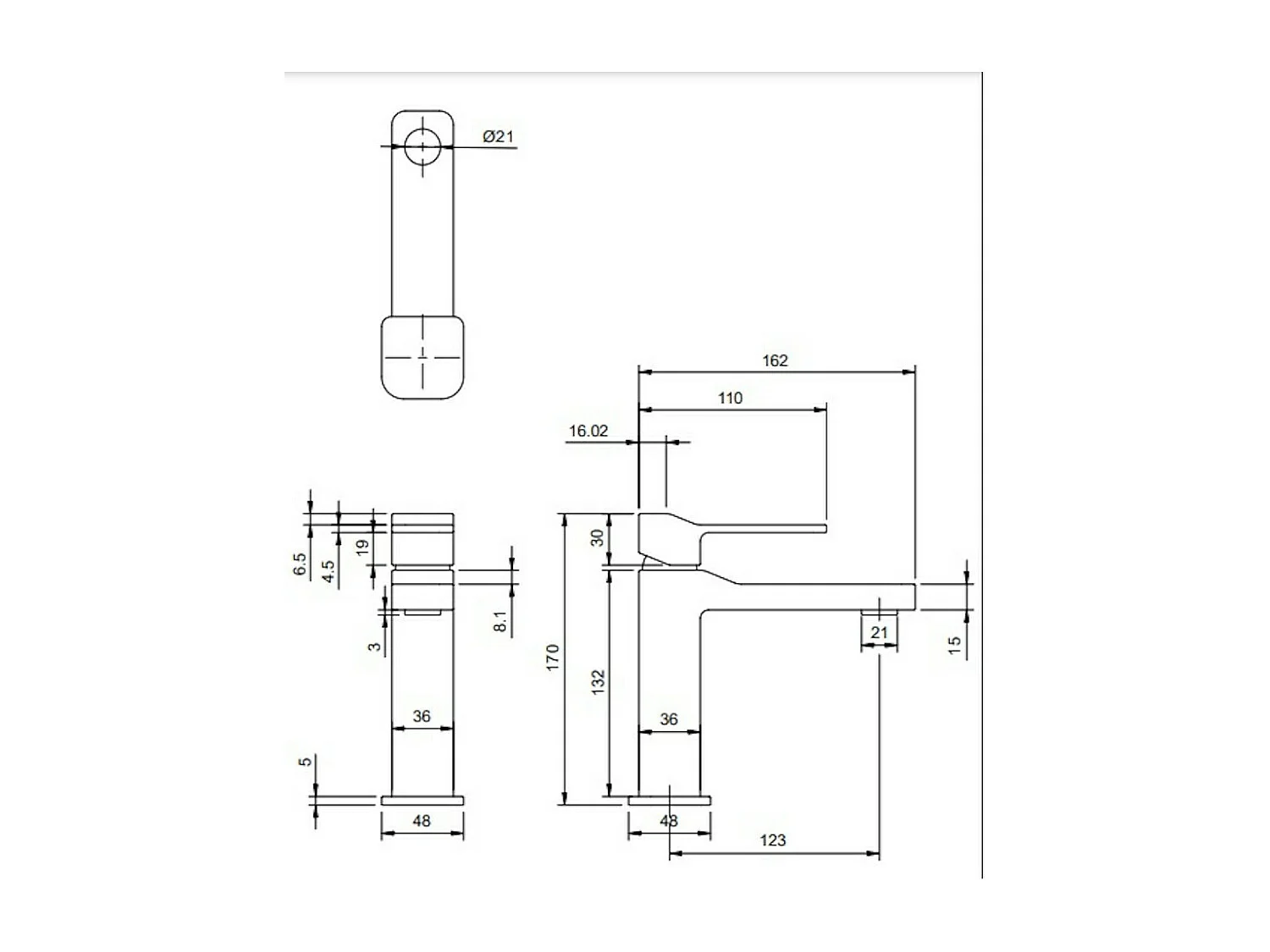 Mitigeur Lavabo Bas Slide, 17 Cm,  couleur : Graphite