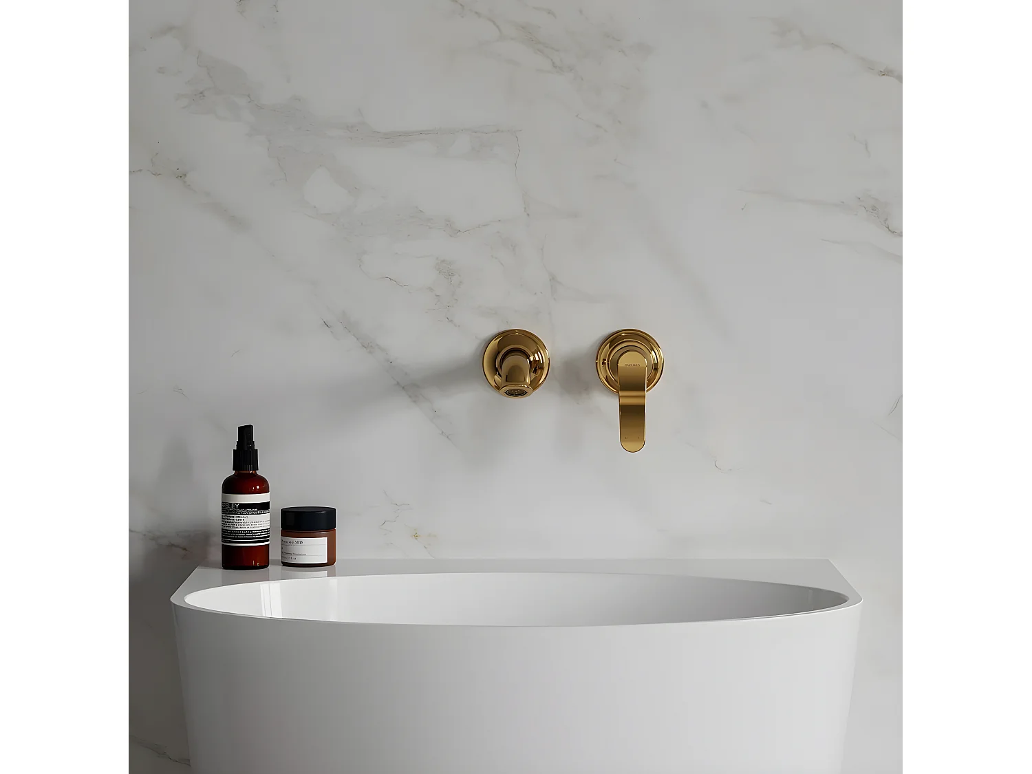 Mitigeur Lavabo À Encastrer Art Deco Doré