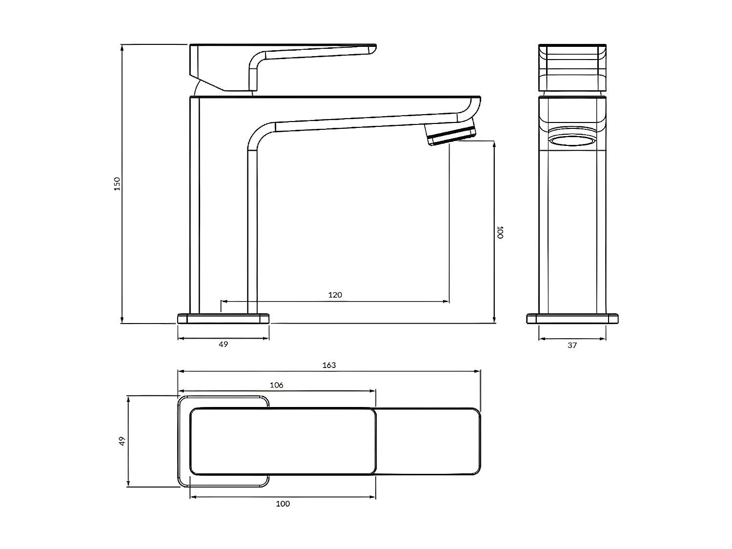 Mitigeur Lavabo Bas Parma, 15 Cm couleur : Graphite