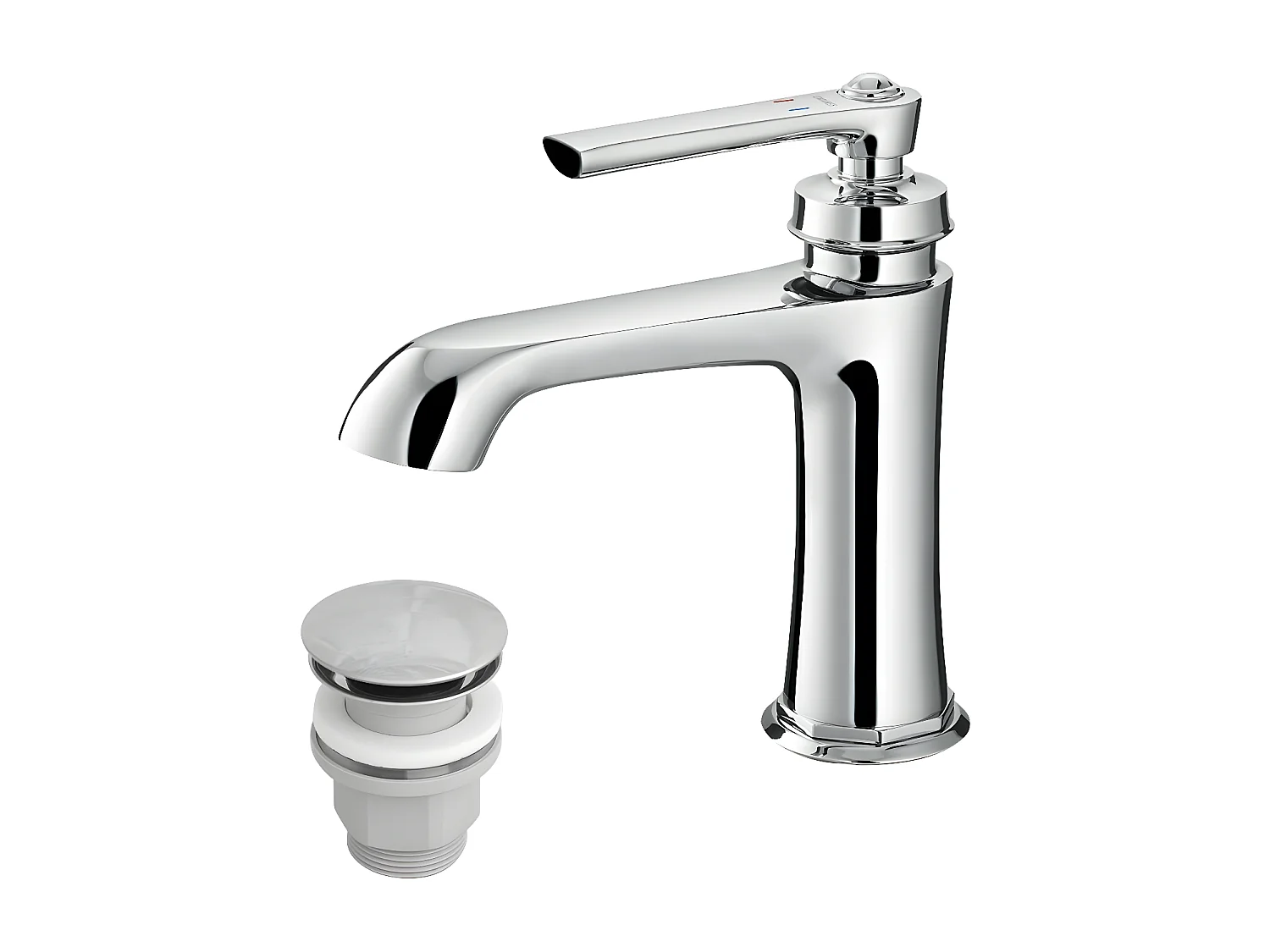 Mitigeur Lavabo Bas Armance, 18 Cm, Avec Bouchon Clic-clac, couleur : Chrome