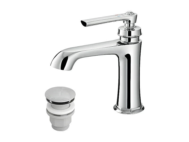 Mitigeur Lavabo Bas Armance, 18 Cm, Avec Bouchon Clic-clac, couleur : Chrome