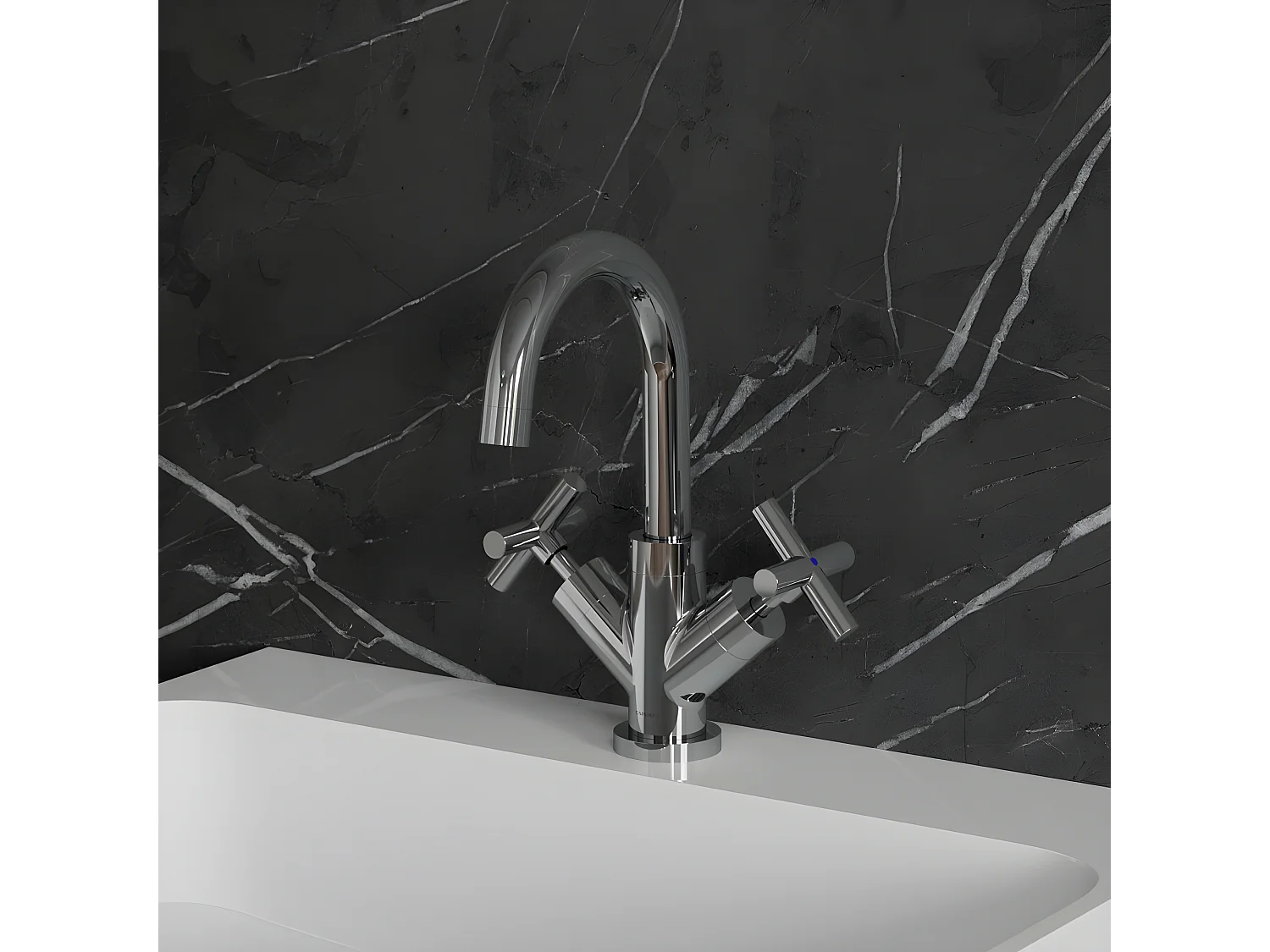 Mitigeur Lavabo Bas Modern, 24 Cm, Avec Bouchon Clic-clac, couleur : Chrome