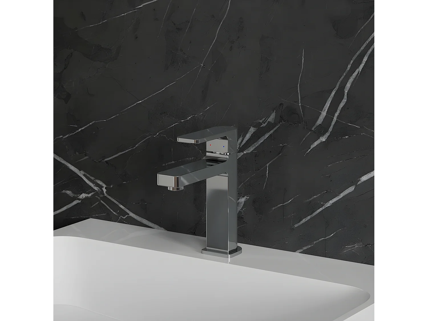 Mitigeur Lavabo Bas Baretti, 17 Cm, couleur : Chrome