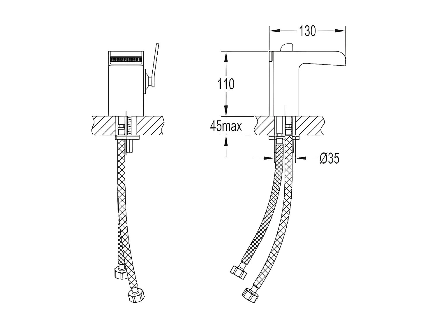 Mitigeur Lavabo Bas Cascade, 11 Cm,  couleur : Chrome