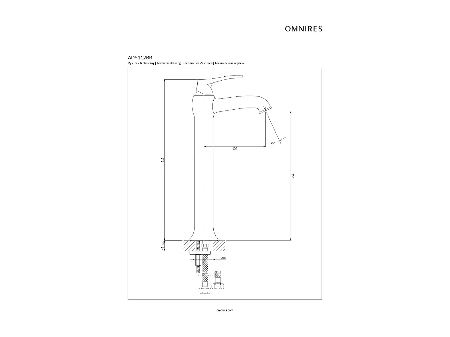 Mitigeur de lavabo rétro - ART DECO - Bronze