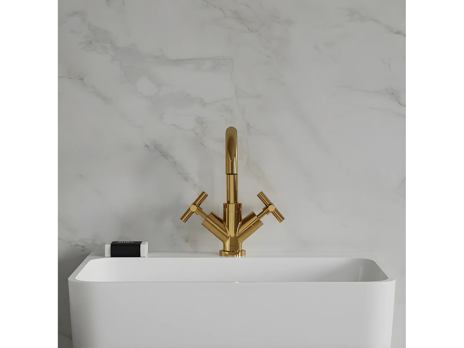 Mitigeur Lavabo Bas Modern, 24 Cm, Avec Bouchon Clic-clac, couleur : Or