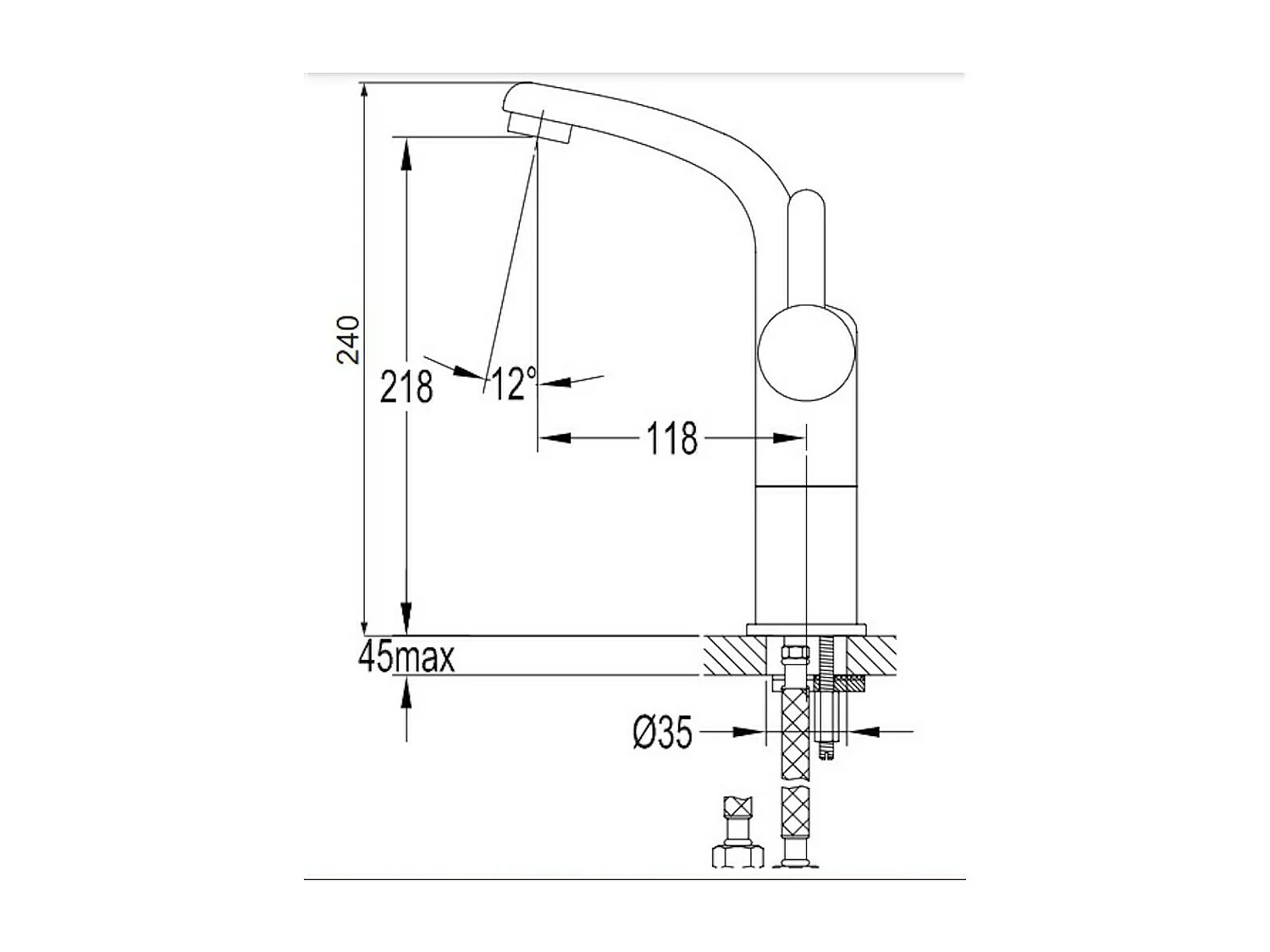 Mitigeur Lavabo Haut Darling, 24 Cm coloris : Noir