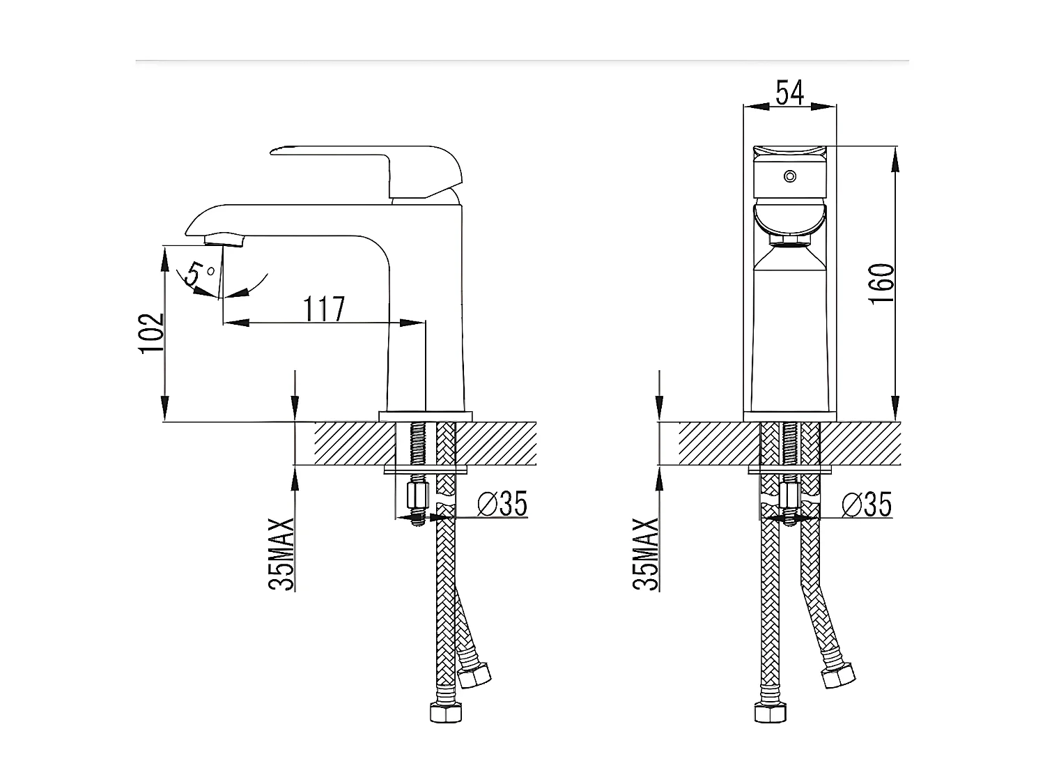 Mitigeur Lavabo Bas Sacramento, 16 Cm couleur : Chrome/blanc