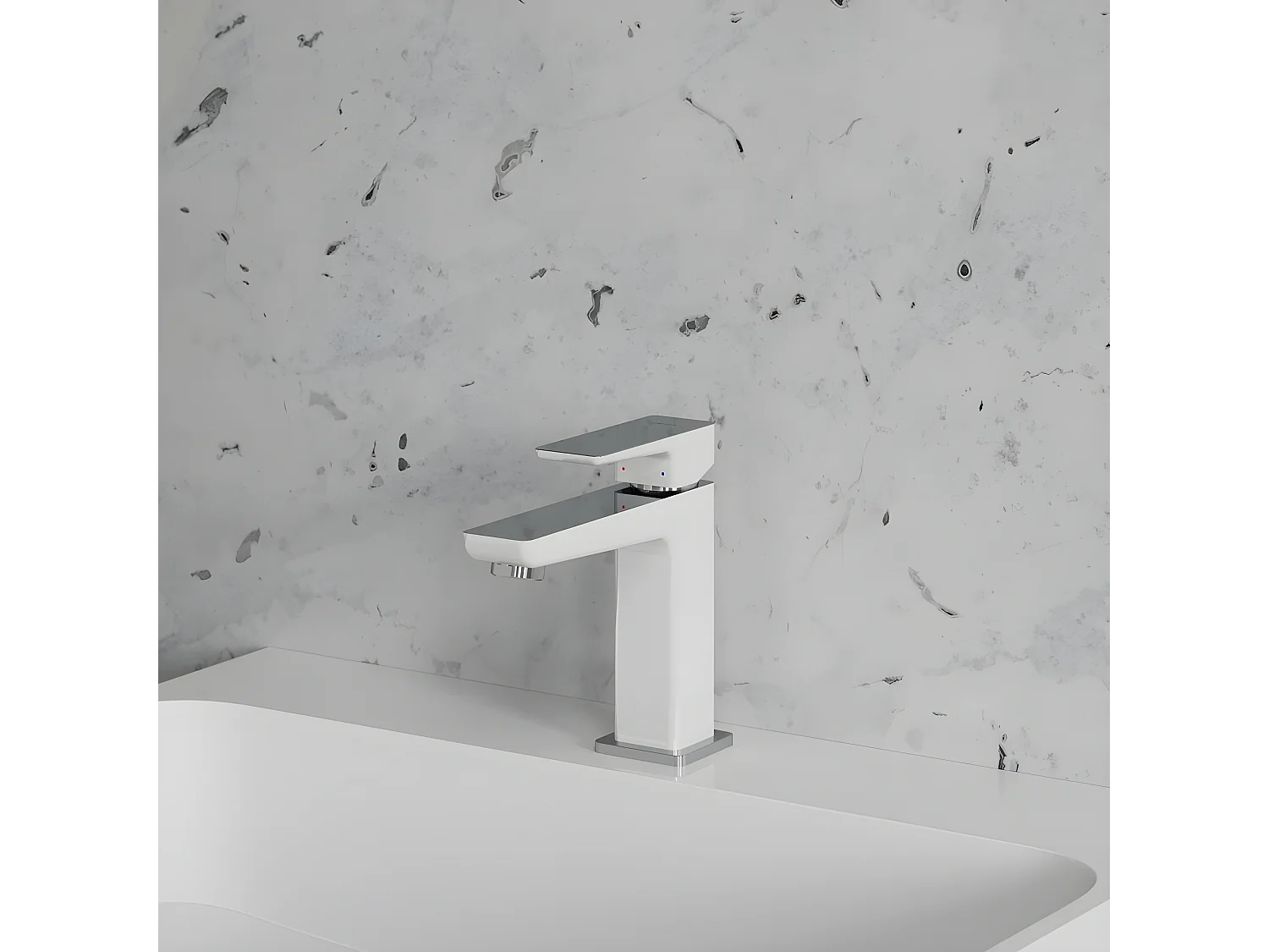 Mitigeur Lavabo Bas Parma, 15 Cm couleur : Chrome/blanc