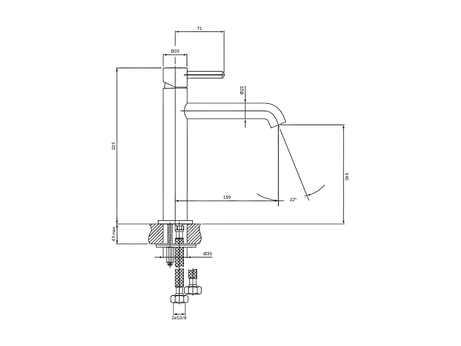 Mitigeur Lavabo Bas Y, 23 Cm couleur : Chrome