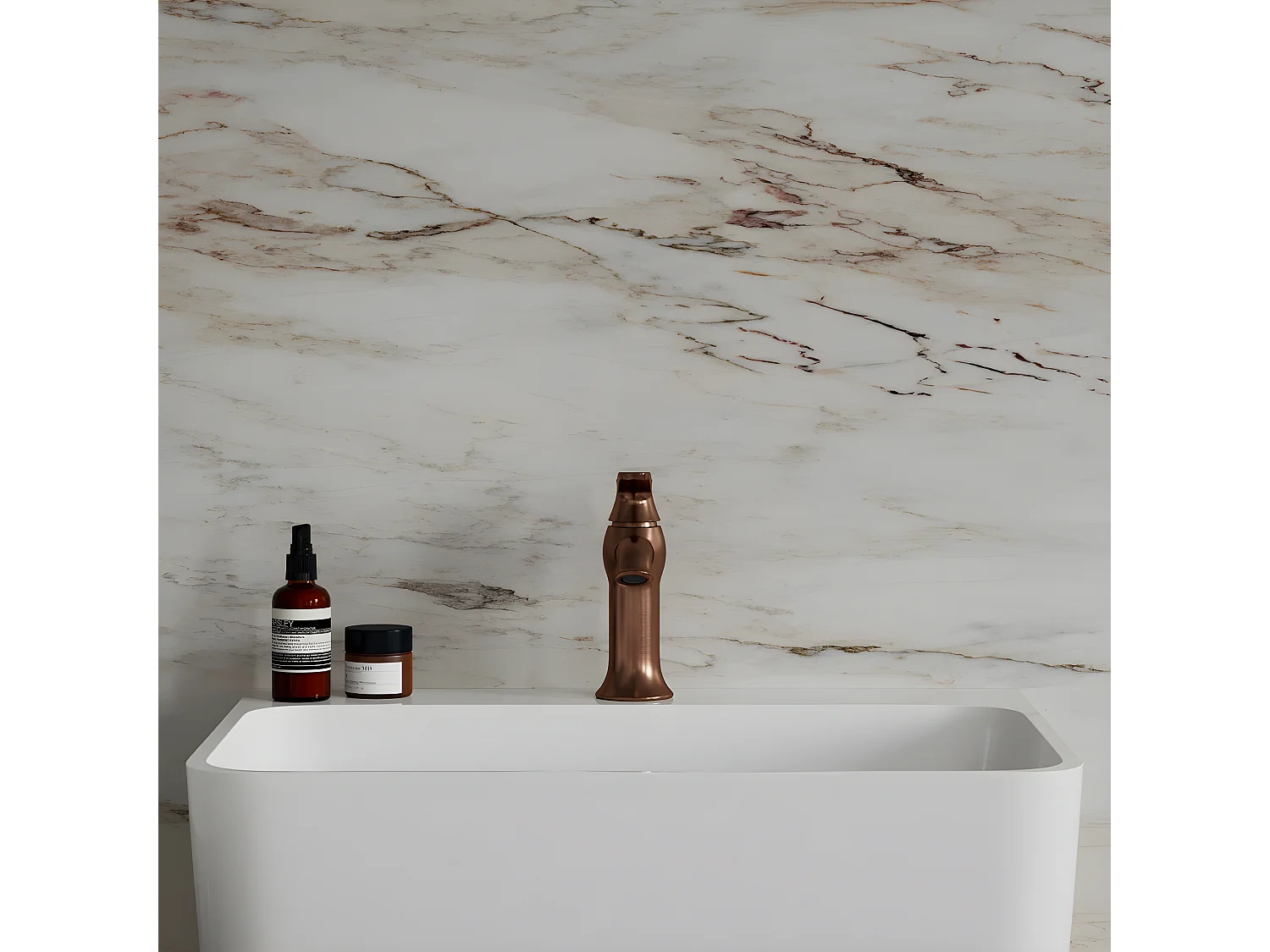 Mitigeur Lavabo Bas Art Deco, 16 Cm, Avec Bouchon Clic-clac, couleur : Cuivre Antique