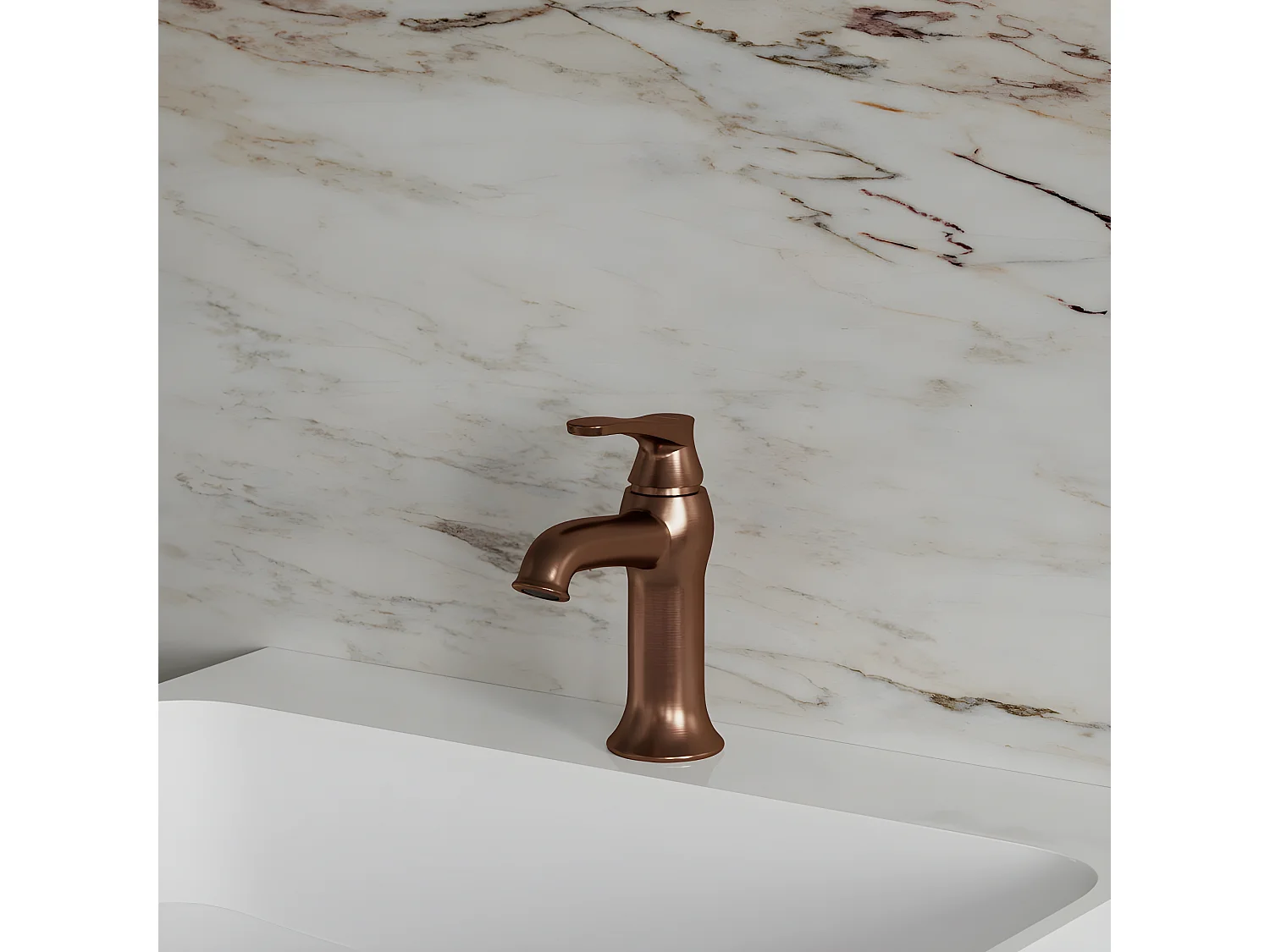 Mitigeur Lavabo Bas Art Deco, 16 Cm, Avec Bouchon Clic-clac, couleur : Cuivre Antique