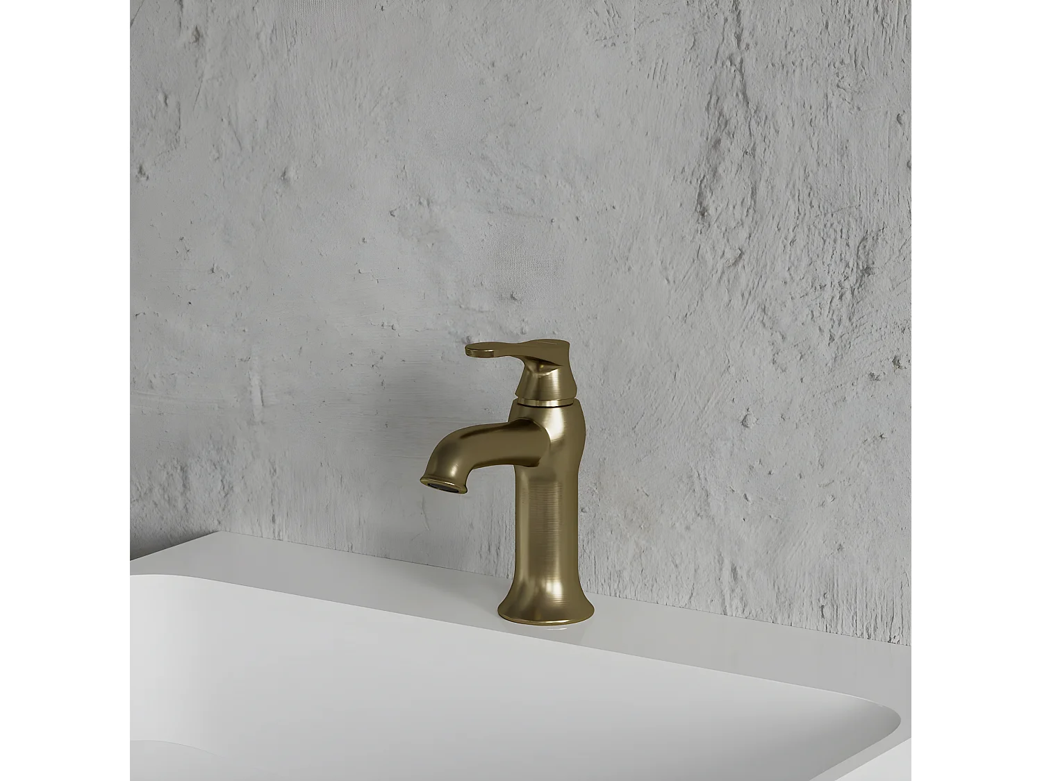 Mitigeur Lavabo Bas Art Deco, 16 Cm, Avec Bouchon Clic-clac, couleur : Brun Antique