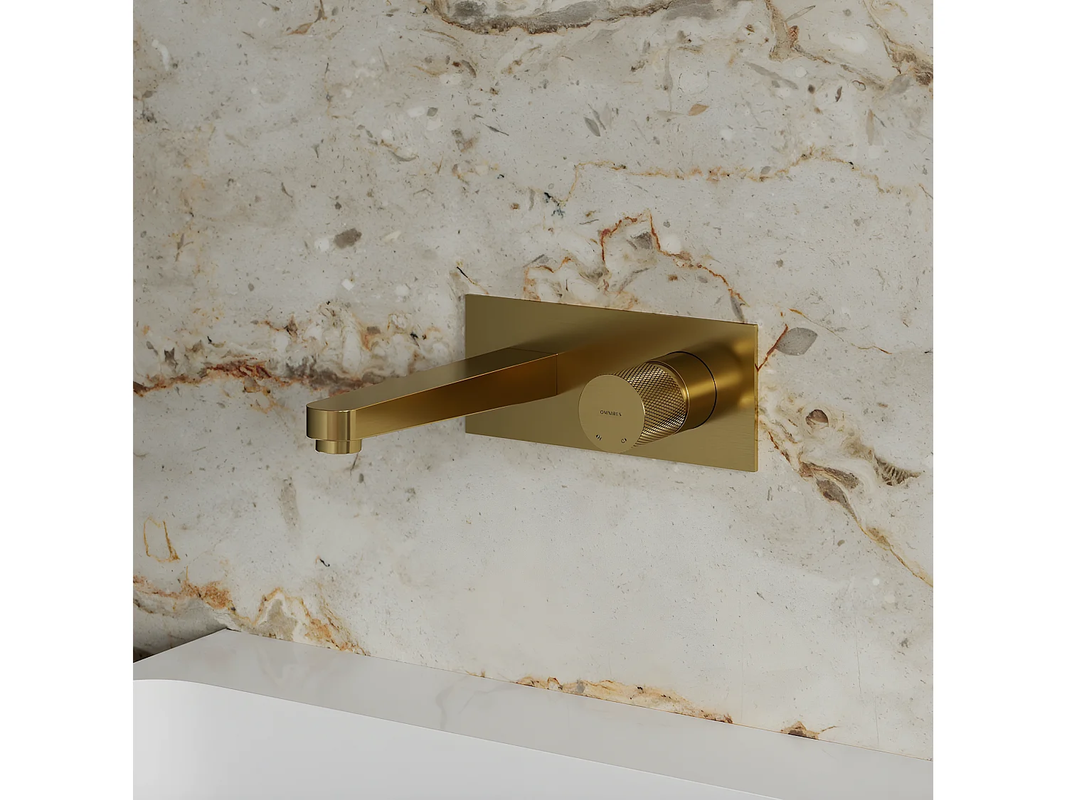 Mitigeur Lavabo À Encastrer Contour Doré