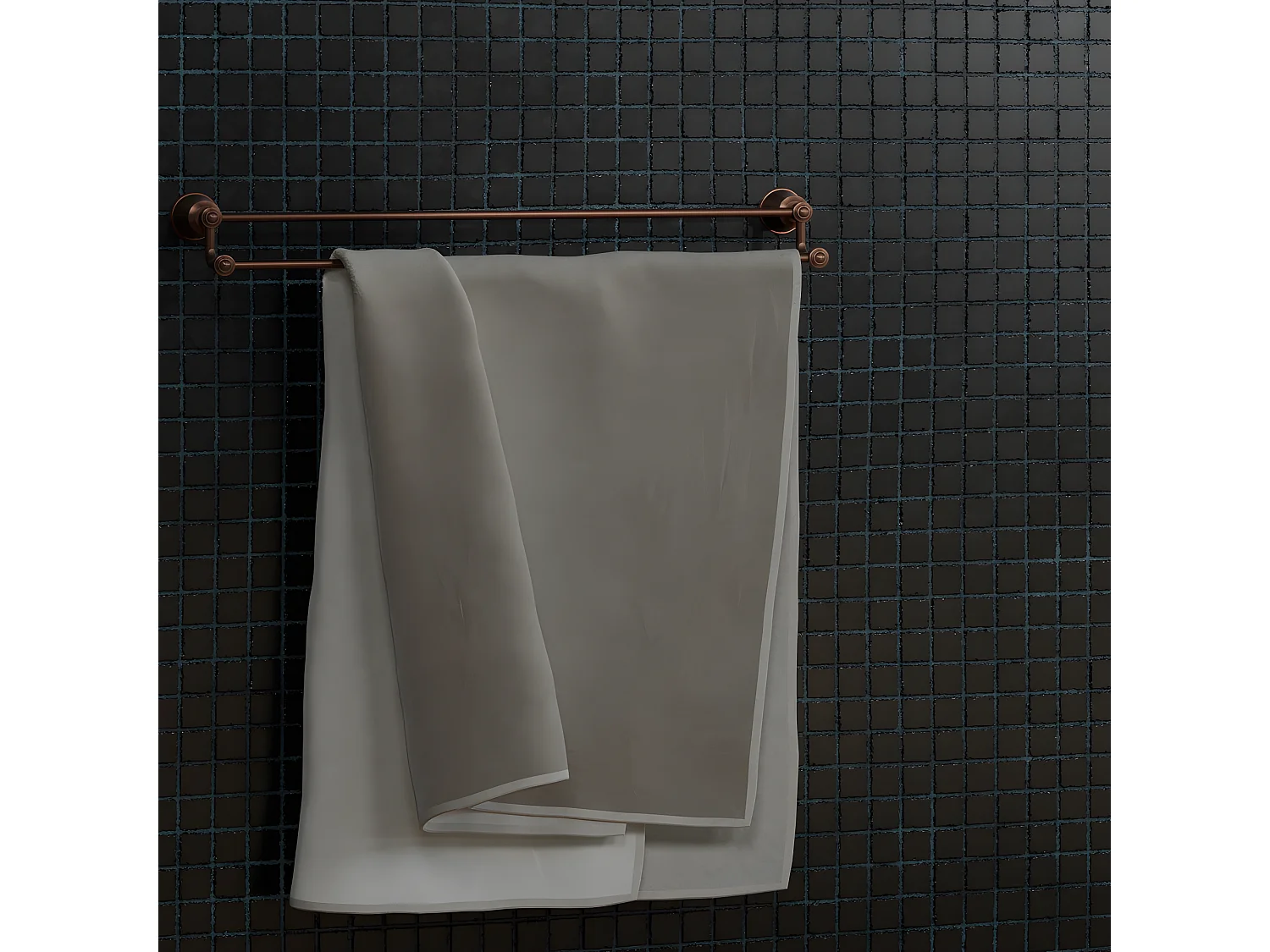 Porte-serviettes 2 Barre Fixe Art Line, 65 Cm Laiton couleur : Cuivre Antique