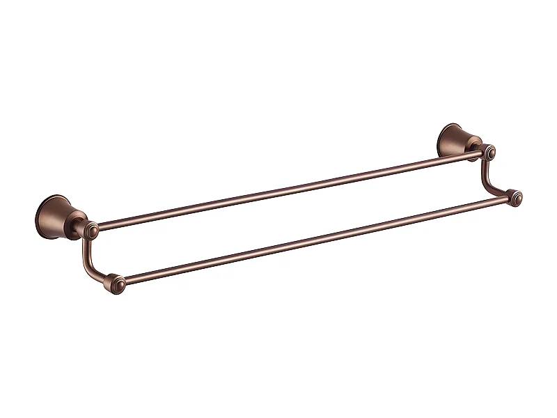Porte-serviettes 2 Barre Fixe Art Line, 65 Cm Laiton couleur : Cuivre Antique