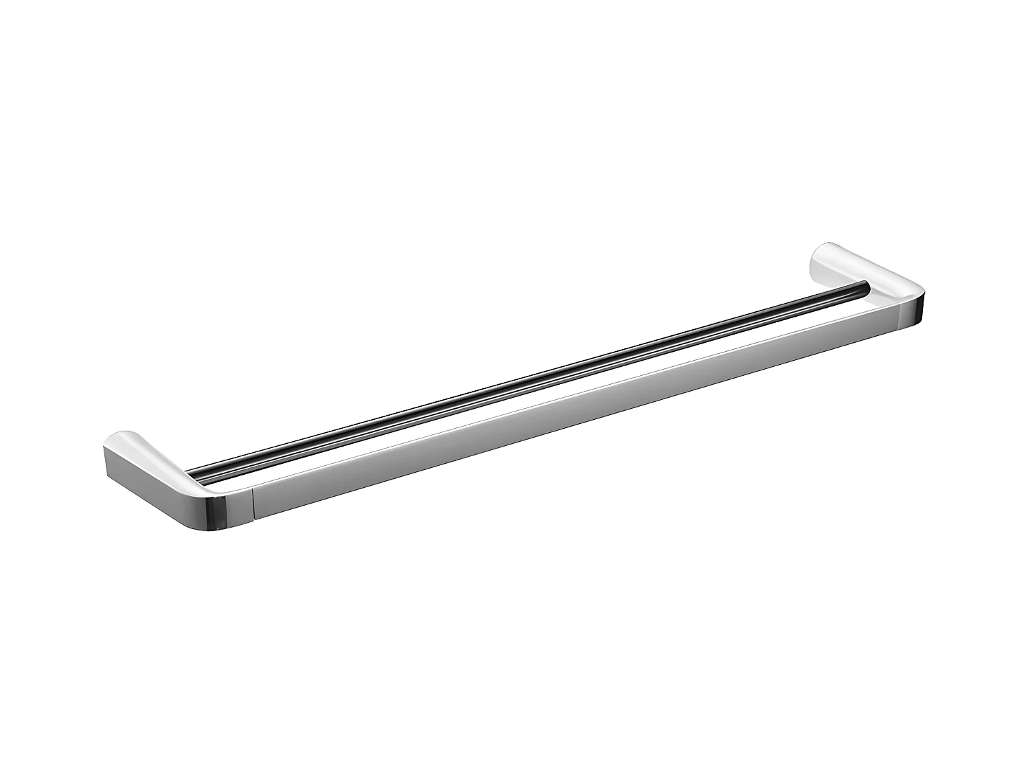Porte-serviettes 2 Barre Fixe Saco, 64 Cm Laiton couleur : Chrome / Blanc