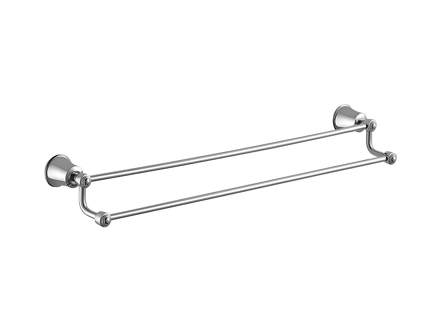 Porte-serviettes 2 Barre Fixe Art Line, 65 Cm Laiton couleur : Chrome