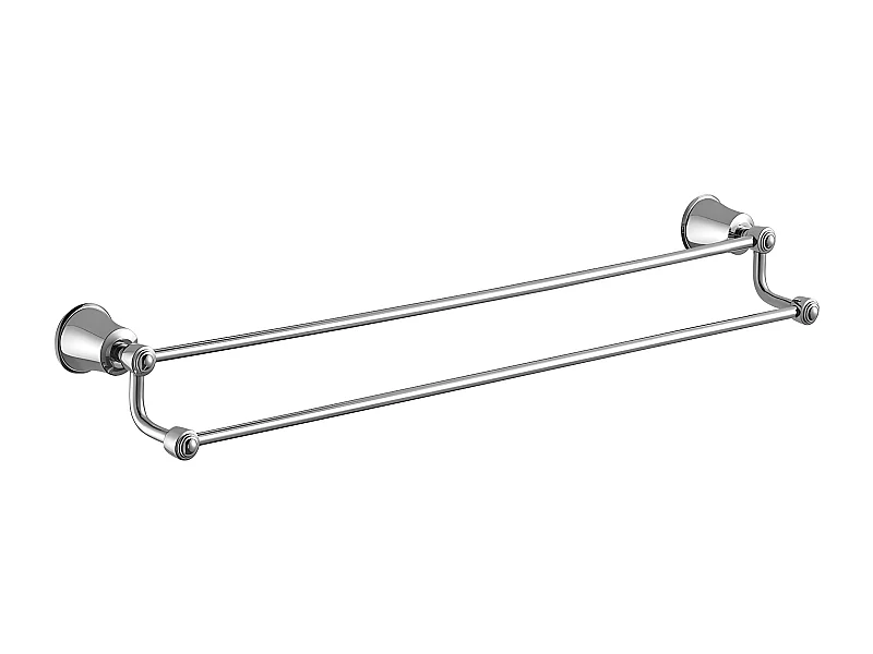Porte-serviettes 2 Barre Fixe Art Line, 65 Cm Laiton couleur : Chrome