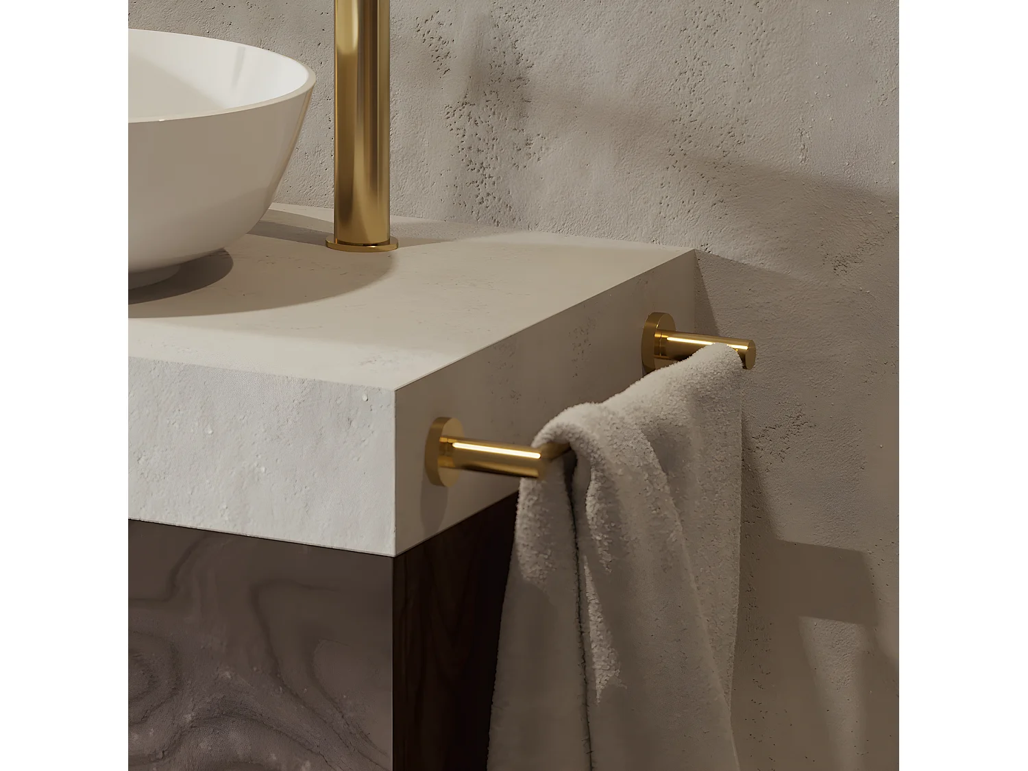 Porte-serviettes 1 Barre Fixe Modern Project, 60 Cm Laiton couleur : D'oré Brossé