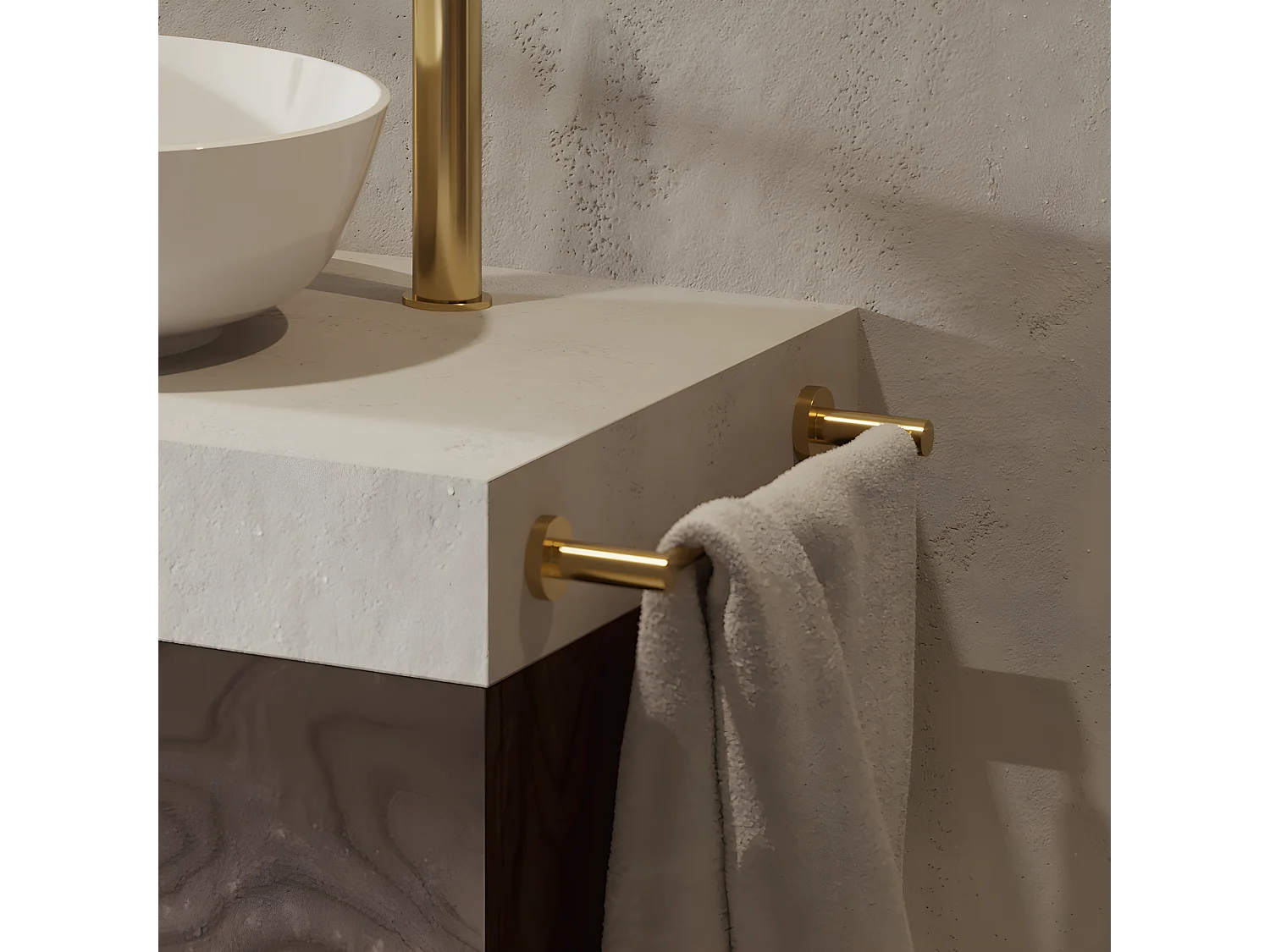 Porte-serviettes 1 Barre Fixe Modern Project, 60 Cm Laiton couleur : D'oré Brossé