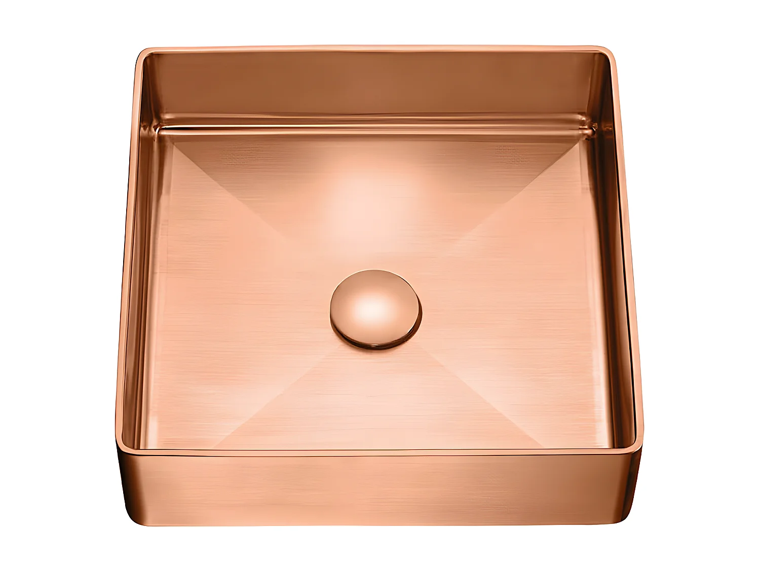 Vasque À Poser en acier inoxydable carre Rose Doré avec bonde clic-clac