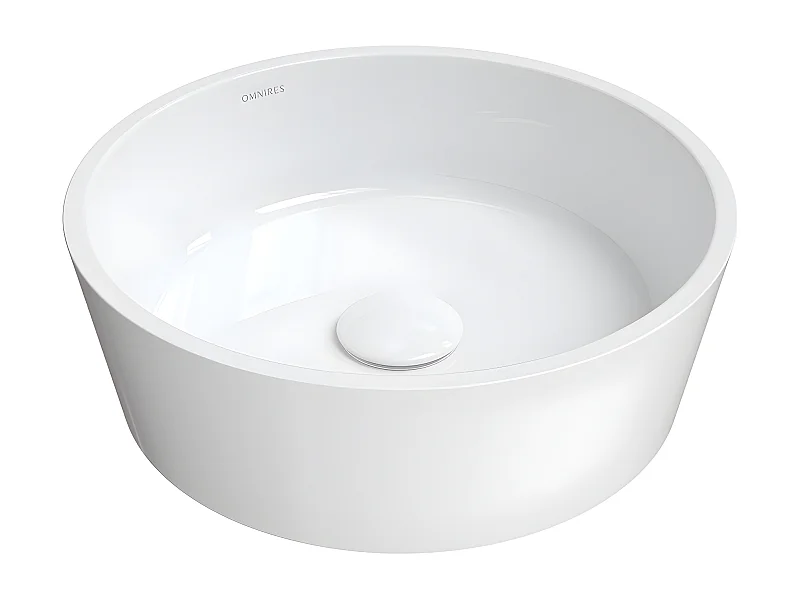 Vasque à poser BARI  ø38 cm  blanc brillant  bonde de vidage blanche incluse