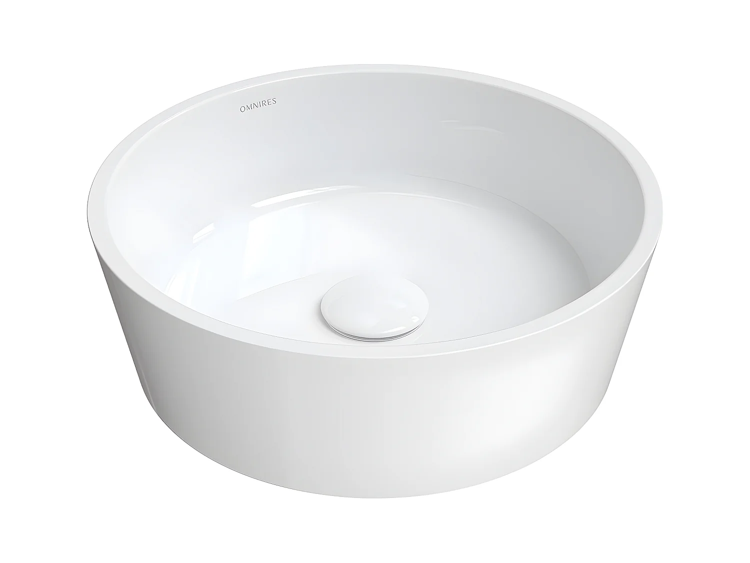 Vasque à poser BARI  ø38 cm  blanc brillant  bonde de vidage blanche incluse