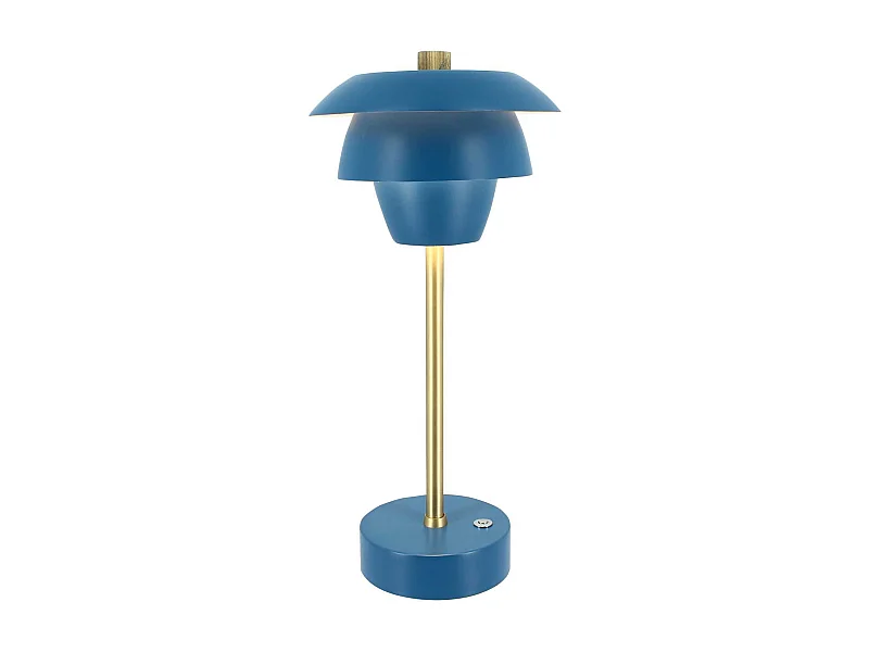 Now's Home - Lampe A Poser Design Rechargeable Bleu Et Dore H31cm Moxy