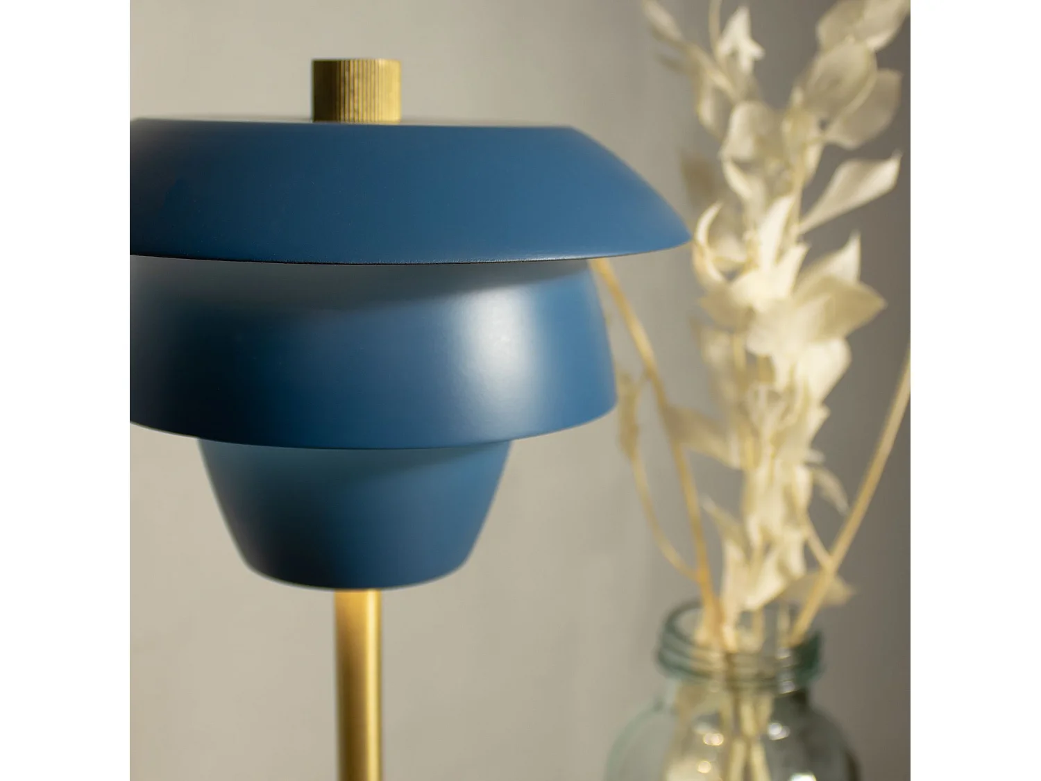 Now's Home - Lampe A Poser Design Rechargeable Bleu Et Dore H31cm Moxy