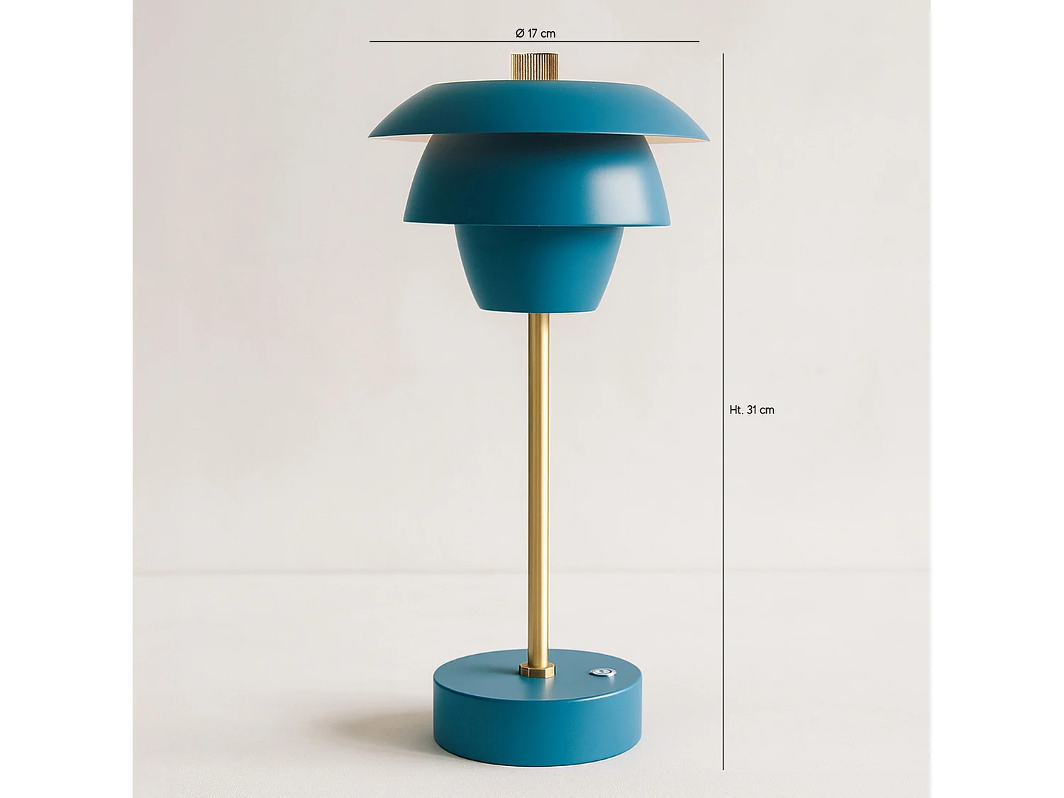 Now's Home - Lampe A Poser Design Rechargeable Bleu Et Doré H31cm Moxy