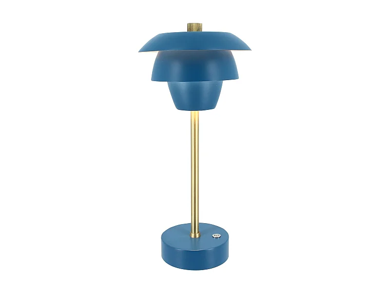 Now's Home - Lampe A Poser Design Rechargeable Bleu Et Dore H31cm Moxy