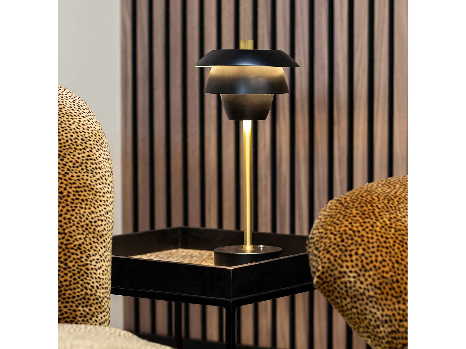 Now's Home - Lampe A  Poser Design Rechargeable Noir Et Dore H31cm Moxy