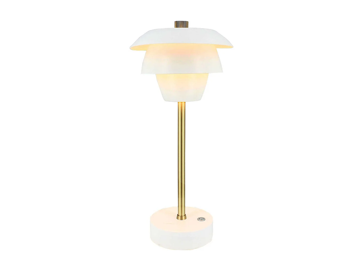 Now's Home - Lampe A Poser Design Rechargeable Blanc Et Doré H31cm Moxy