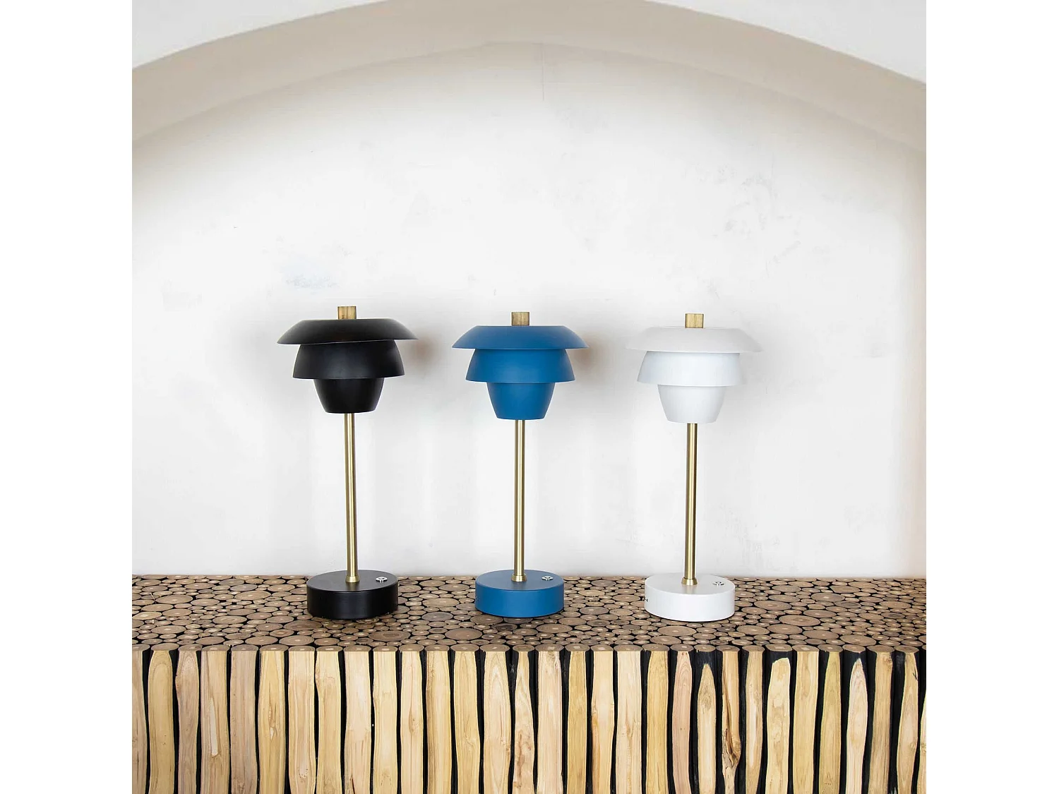 Now's Home - Lampe A Poser Design Rechargeable Blanc Et Doré H31cm Moxy