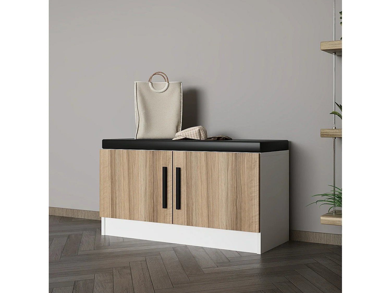 Meuble à chaussures Maresa L90cm Bois clair et Blanc