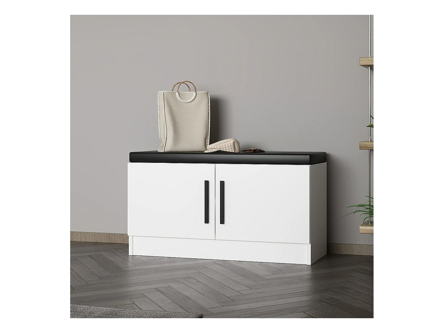 Zapatero Kailua A137, Blanco|Negro, 90x50x35cm, Aglomerado laminado