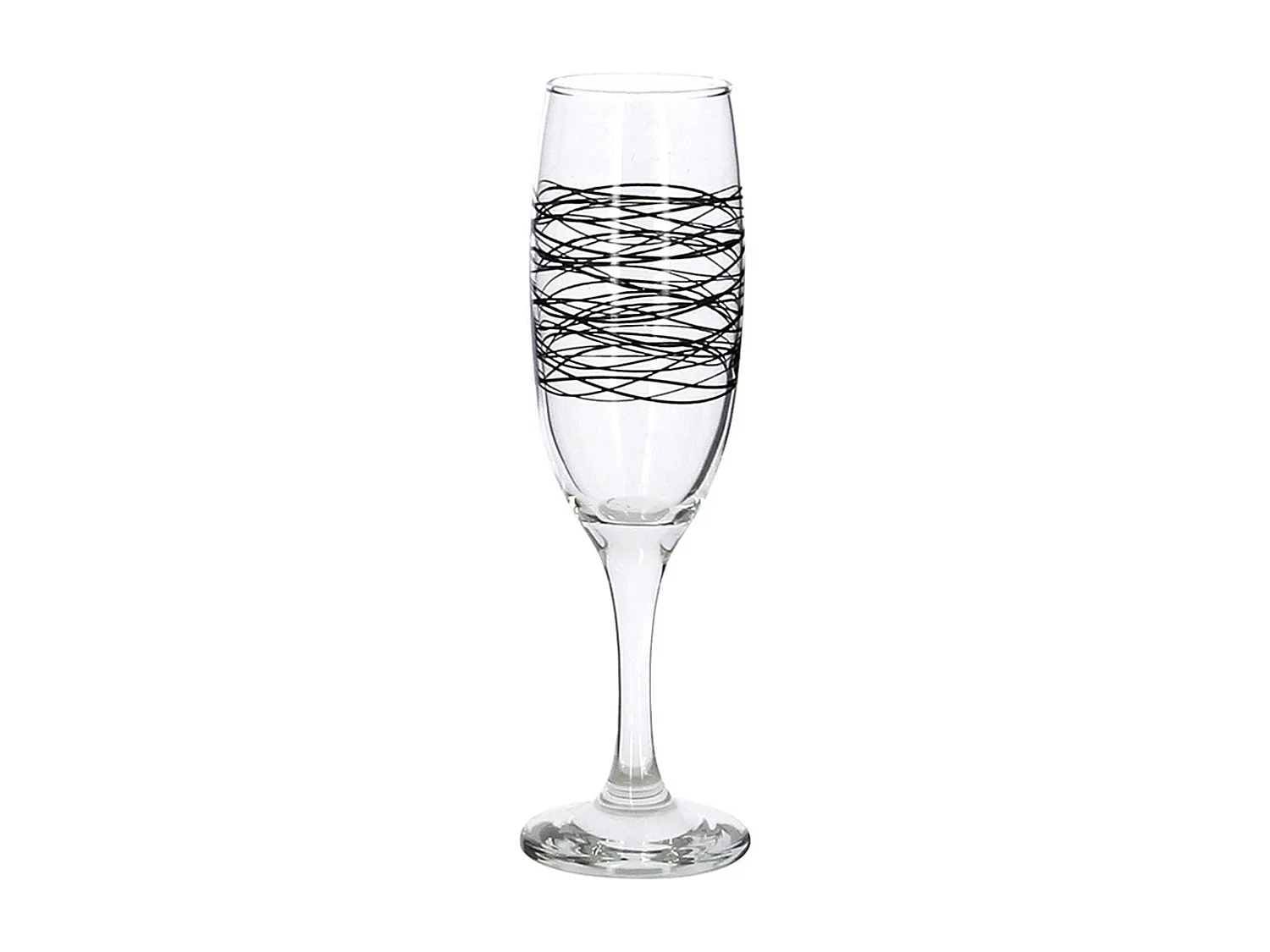 Novastyl - Lot 6 Flutes Serpentin 22cl En Verre Avec Ligne Noire