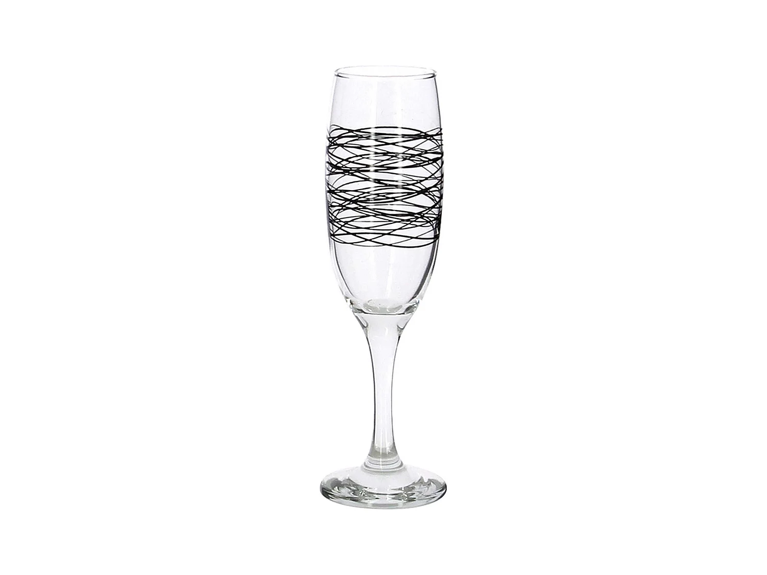 Novastyl - Lot 6 Flutes Serpentin 22cl En Verre Avec Ligne Noire