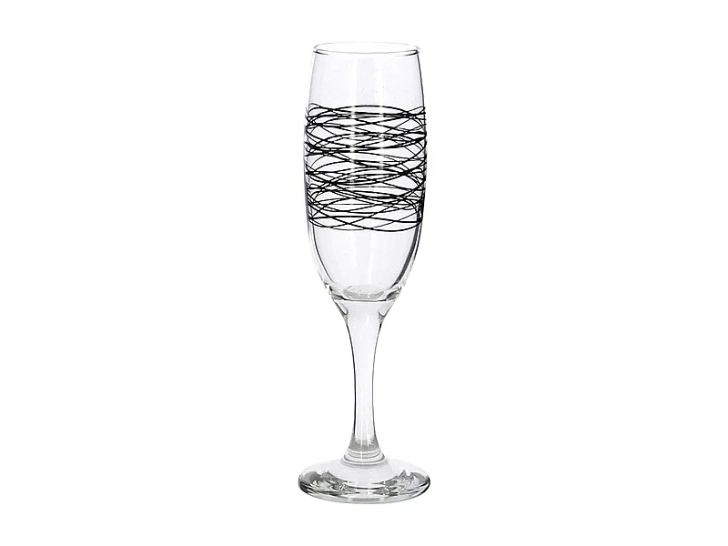 Novastyl - Lot 6 Flutes Serpentin 22cl En Verre Avec Ligne Noire